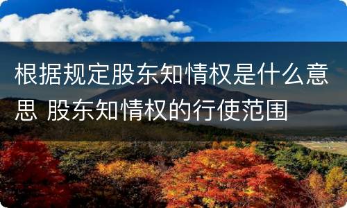 根据规定股东知情权是什么意思 股东知情权的行使范围