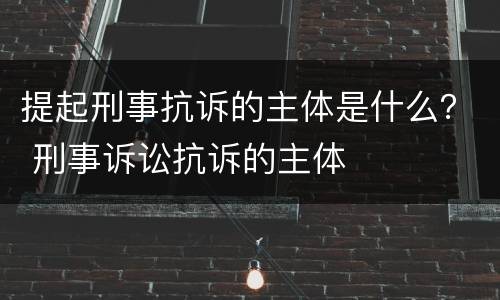 提起刑事抗诉的主体是什么？ 刑事诉讼抗诉的主体