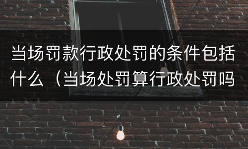 当场罚款行政处罚的条件包括什么（当场处罚算行政处罚吗）