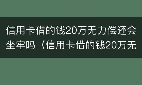 信用卡借的钱20万无力偿还会坐牢吗（信用卡借的钱20万无力偿还会坐牢吗知乎）