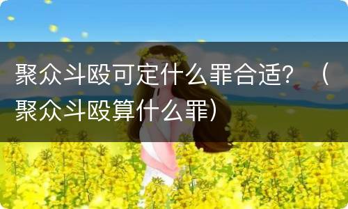 聚众斗殴可定什么罪合适？（聚众斗殴算什么罪）