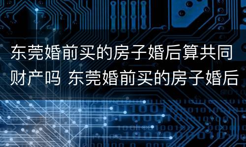 东莞婚前买的房子婚后算共同财产吗 东莞婚前买的房子婚后算共同财产吗