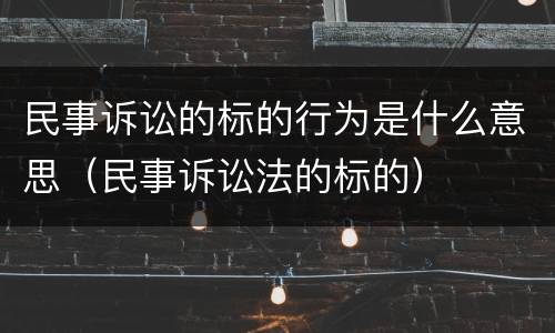 民事诉讼的标的行为是什么意思（民事诉讼法的标的）