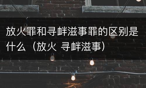 放火罪和寻衅滋事罪的区别是什么（放火 寻衅滋事）