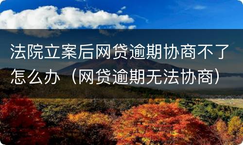 法院立案后网贷逾期协商不了怎么办（网贷逾期无法协商）