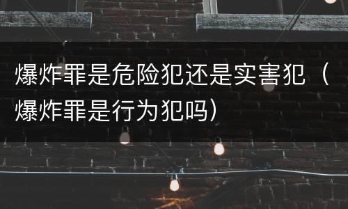 爆炸罪是危险犯还是实害犯（爆炸罪是行为犯吗）