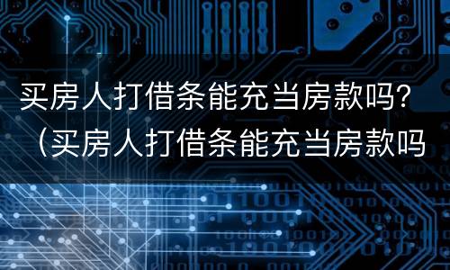 买房人打借条能充当房款吗？（买房人打借条能充当房款吗有效吗）