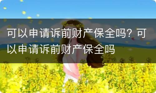 可以申请诉前财产保全吗? 可以申请诉前财产保全吗
