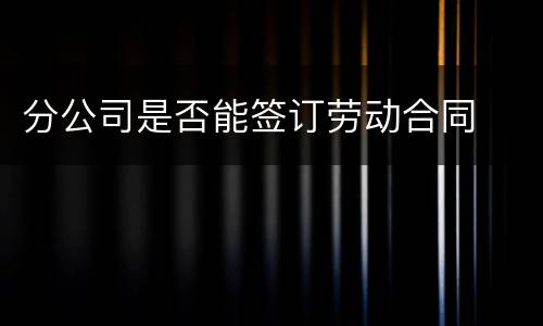 分公司是否能签订劳动合同