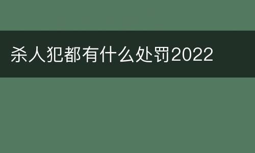 杀人犯都有什么处罚2022