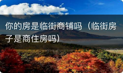你的房是临街商铺吗（临街房子是商住房吗）