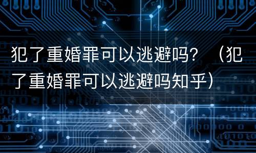 犯了重婚罪可以逃避吗？（犯了重婚罪可以逃避吗知乎）