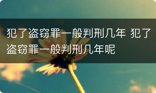 犯了盗窃罪一般判刑几年 犯了盗窃罪一般判刑几年呢