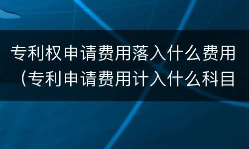 专利权申请费用落入什么费用（专利申请费用计入什么科目）