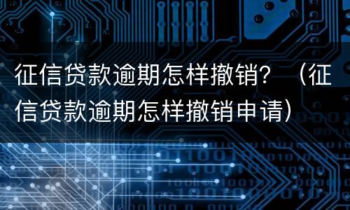 征信贷款逾期怎样撤销？（征信贷款逾期怎样撤销申请）