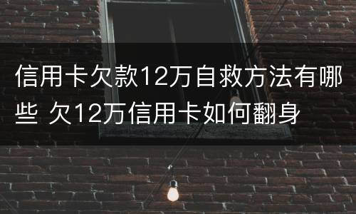 信用卡欠款12万自救方法有哪些 欠12万信用卡如何翻身