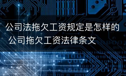 公司法拖欠工资规定是怎样的 公司拖欠工资法律条文