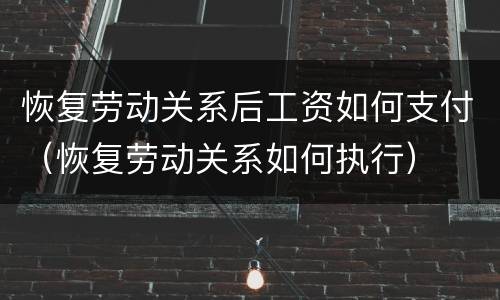 恢复劳动关系后工资如何支付（恢复劳动关系如何执行）