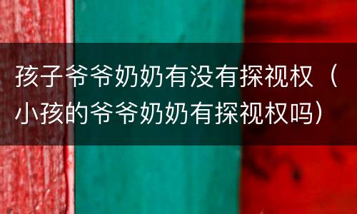 孩子爷爷奶奶有没有探视权（小孩的爷爷奶奶有探视权吗）