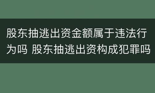 股东抽逃出资金额属于违法行为吗 股东抽逃出资构成犯罪吗