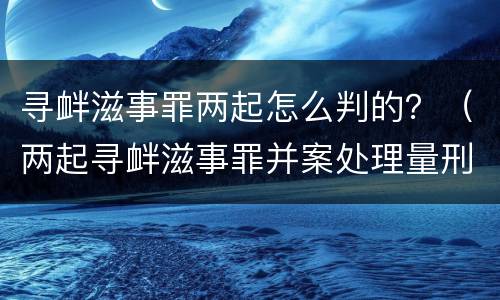 寻衅滋事罪两起怎么判的？（两起寻衅滋事罪并案处理量刑）