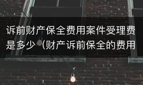 诉前财产保全费用案件受理费是多少（财产诉前保全的费用）