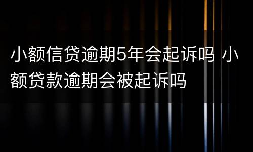 小额信贷逾期5年会起诉吗 小额贷款逾期会被起诉吗