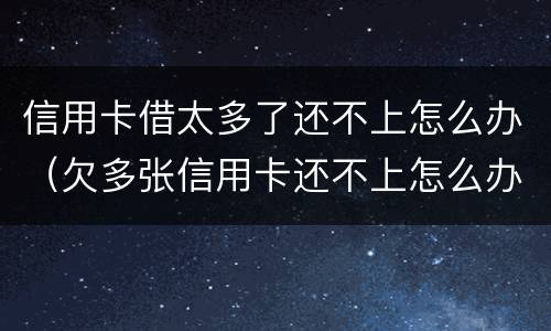 信用卡借太多了还不上怎么办（欠多张信用卡还不上怎么办）