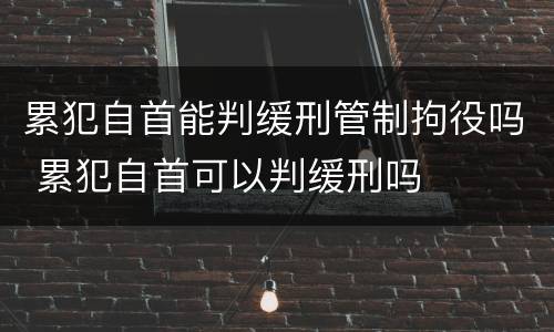 累犯自首能判缓刑管制拘役吗 累犯自首可以判缓刑吗