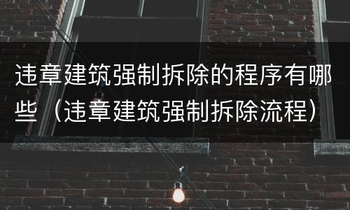 违章建筑强制拆除的程序有哪些（违章建筑强制拆除流程）