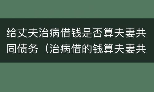 给丈夫治病借钱是否算夫妻共同债务（治病借的钱算夫妻共同债务吗）