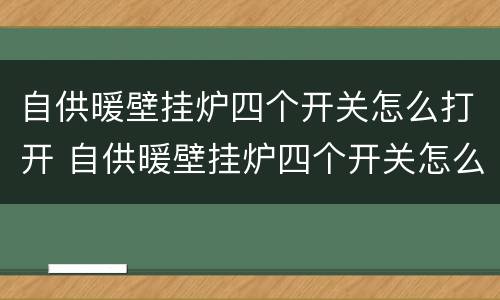 自供暖壁挂炉四个开关怎么打开 自供暖壁挂炉四个开关怎么打开视频