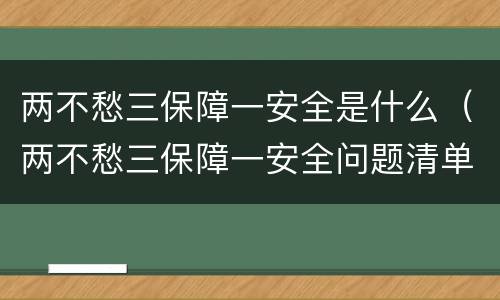 两不愁三保障一安全是什么（两不愁三保障一安全问题清单）
