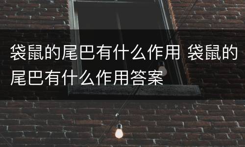 袋鼠的尾巴有什么作用 袋鼠的尾巴有什么作用答案