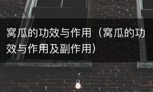 窝瓜的功效与作用（窝瓜的功效与作用及副作用）