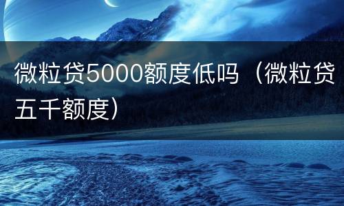 微粒贷5000额度低吗（微粒贷五千额度）