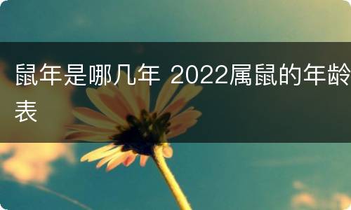 鼠年是哪几年 2022属鼠的年龄表