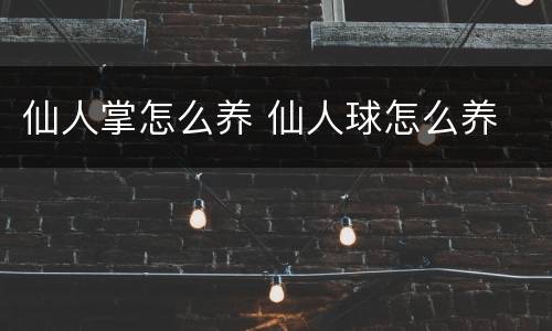 仙人掌怎么养 仙人球怎么养