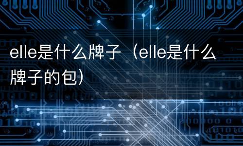 elle是什么牌子（elle是什么牌子的包）