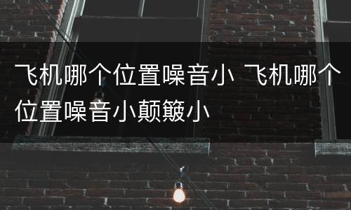 飞机哪个位置噪音小 飞机哪个位置噪音小颠簸小
