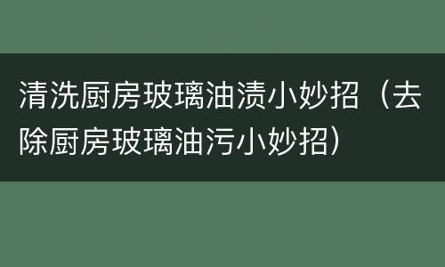 清洗厨房玻璃油渍小妙招（去除厨房玻璃油污小妙招）