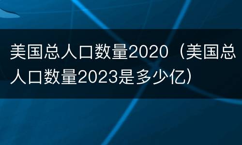 美国总人口数量2020（美国总人口数量2023是多少亿）