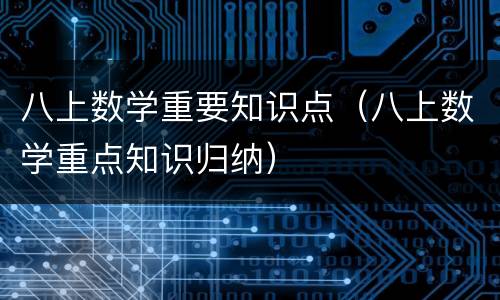 八上数学重要知识点（八上数学重点知识归纳）
