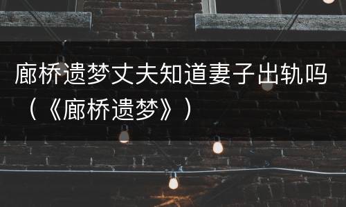 廊桥遗梦丈夫知道妻子出轨吗（《廊桥遗梦》）