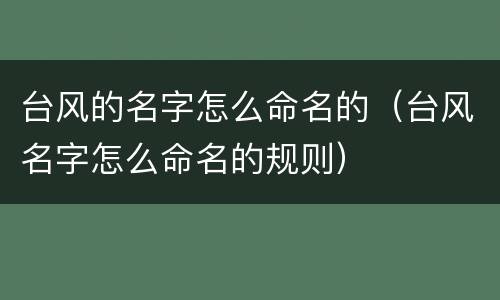 台风的名字怎么命名的（台风名字怎么命名的规则）