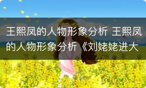 王熙凤的人物形象分析 王熙凤的人物形象分析《刘姥姥进大观园》