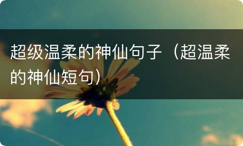 超级温柔的神仙句子（超温柔的神仙短句）