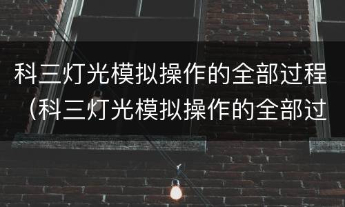 科三灯光模拟操作的全部过程（科三灯光模拟操作的全部过程图片）