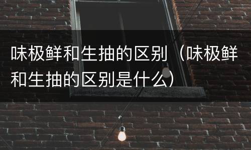 味极鲜和生抽的区别（味极鲜和生抽的区别是什么）
