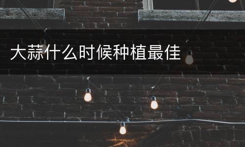 大蒜什么时候种植最佳